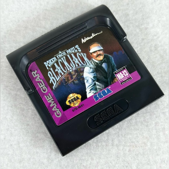 POKER FACE PAUL’S BLACKJACK by SEGA from 1992 game cartridge in case - Picture 6 of 6